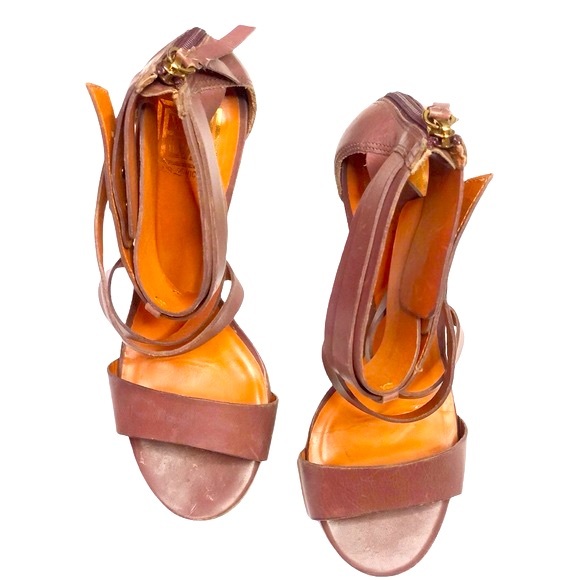 Pour La Victoria Mauve Leather Sandal Heels 9.5 - Picture 3 of 6